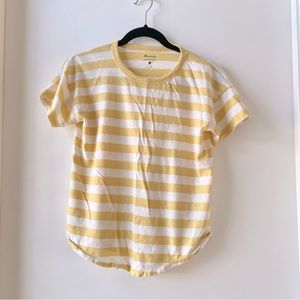 Madewell Women’s T-shirt Short Sleeve Yellow & White Stripe Small